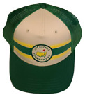 2022 Masters Patch Green and Yellow Stripe Trucker Style Mesh Snapback Golf Hat