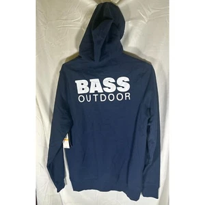 Felpa con cappuccio uomo Bass Outdoor logo grafico Activewear, blu navy, taglia S, nuova con etichetta - Foto 1 di 4