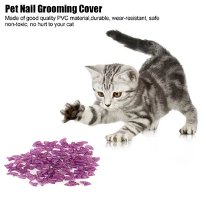 (Purple L)100PCS Pet Cat Soft PVC Nail Cover Claw Cap Wrap Grooming TDW - Picture 1 of 9