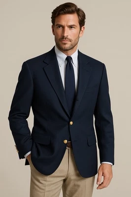 VTG Andhurst Men’s Navy Blazer 46 XL Gold Buttons Made in USA Classic Old Money - Image 1 of 4