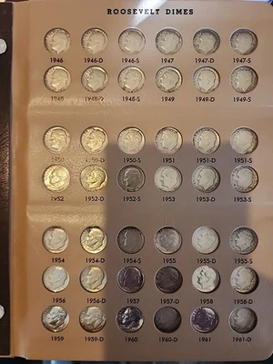 1946-2013 Roosevelt Dimes With Silver&Clad Proofs Full Album (Updating) - Image 1 of 4