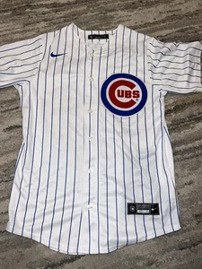 Camiseta deportiva a rayas blanca Nike Dansby Swanson #7 Chicago Cubs para hombre talla pequeña - Imagen 1 de 7