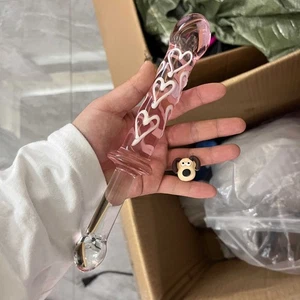 Double Ended Pink Crystal Glass Dildo Anal Butt Plug G-Spot Clit Stimulator UK - Picture 1 of 18