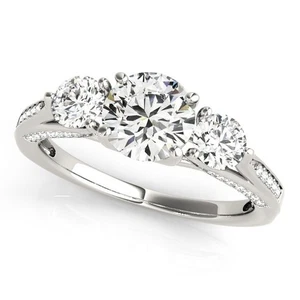 OFFER! DE/VS 2.00Ct Lab Grown Round Diamond Trilogy Engagement Ring Platinum - Picture 1 of 23