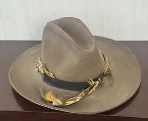 Vintage Cowboy Hat Resistol Stagecoach Pheasant Feathers Brown Size 7 1/8 NICE! - Picture 1 of 12