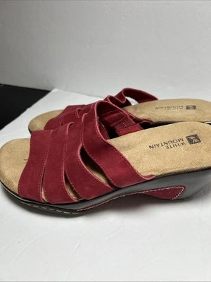 Sandalias Moella 7,5 White Mountain Slides de cuero rojo para mujer Foto 1 de 4