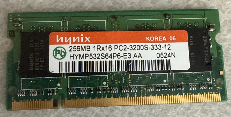 HYNIX 256MB 1Rx16 PC2-3200S-333-12 HYMB532S64P6-E3 AA - Image 1 of 1