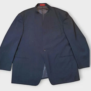 Blazer 56L ROD LAVI Super 130's 100% Lana Negro Cuello Nehru Hecho a Mano - Imagen 1 de 12