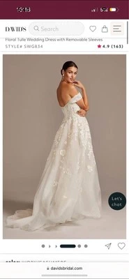 Vestido de novia floral nupcial David's talla 8, mangas desmontables listado # SWG834 Foto 1 de 4