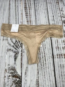 Calvin Klein Women Lace Trim Thong Nude Light Brown S NWT - Picture 1 of 4