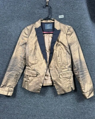 Blazer Zara Collection Mujer Pequeño Dorado Metálico A Medida Chaqueta Noche Foto 1 de 4