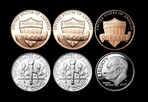 2013 P+D+S Lincoln Shield & Roosevelt Dime Mint Proof Set + PD from Bank Rolls Cover
