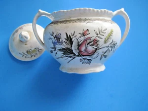 Rosedale Sugar Bowl With Lid , Vintage , Hand Engraved - Picture 1 of 6