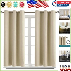 Elegant Room Darkening Curtains - 54 Inch Grommet Thermal Insulated Drapes - Picture 1 of 10