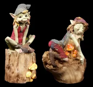 Pixie Figuras - Sentarse En El Tronco - 2er Set - anthony fisher Kobold - Imagen 1 de 7