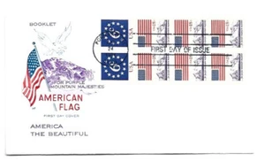 1893a 18c Flag/Mountain booklet pane of 8, Farnam, HF, FDC - Picture 1 of 1
