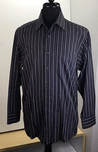 Button Up Shirt Men's Geoffrey Beene Size 16 Long Sleeve Striped Pre-owned - Picture 1 of 8