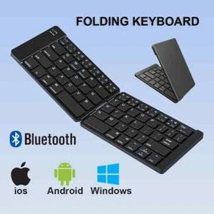 Foldable Wireless Mini Keyboard Quick Charging iPad iOS Android Tablet Bluetooth - Picture 1 of 4
