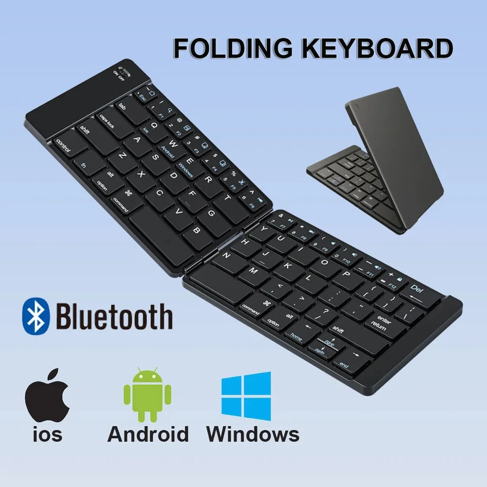 Mini teclado inalámbrico plegable carga rápida iPad iOS Android Tablet Bluetooth - Imagen 1 de 1