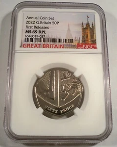 2022 GRAN BRITÁNICA NGC MS 69 DPL 50 PENIQUES 50P A PRUEBA PROFUNDA COMO - Imagen 1 de 3