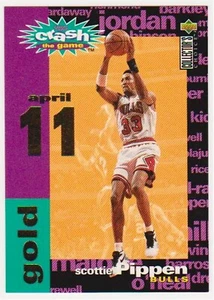 1995-96 Collector's Choice Crash The Game GOLD Scottie Pippen #C8 April 11 Card - Bild 1 von 2