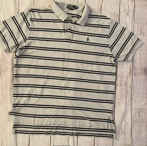 Polo Ralph Lauren Hemd Herren Gr. XL hellgrau mit dunkelblauen Streifen Rugby Logo - Bild 1 von 11