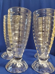 SALE! WAS 40 4PC TUMBLERS BEEHIVE & RIBBED FOOTED MILKSHAKE GLASSES UNMARKED - Picture 1 of 19