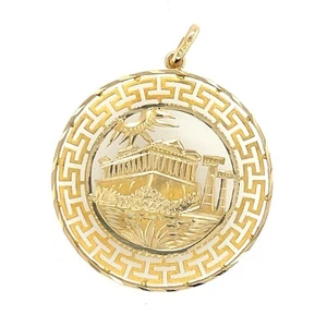 VINTAGE 18K GELBGOLD DOPPELSEITIG GRIECHISCHER ANHÄNGER PARTHENON - Bild 1 von 3
