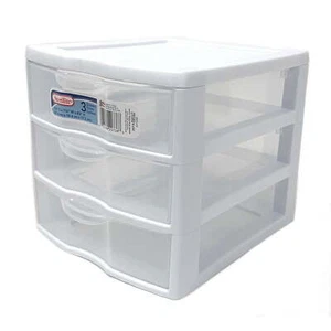 3 Drawer Desktop Storage Unit Plastic Tabletop Organizer Desk Countertop Office - Picture 1 of 2