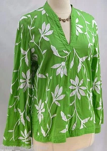 Talbots tunic Top Society blouse shirt chunky embroidered floral tropical 10 NEW - Picture 1 of 7