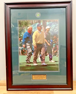 Tiger's 1st Masters - Foto enmarcada 1996 con Palmer, Nicklaus & Woods Foto 1 de 4