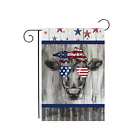 Patriotic Red White and Blue Cow Garden Flag 12"x18"