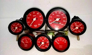 Smiths Gauge Kit Temp+ Oil+ Fuel+ Volt +Oil Temp+Speedometer +Tacho Replica 85mm - Picture 1 of 3