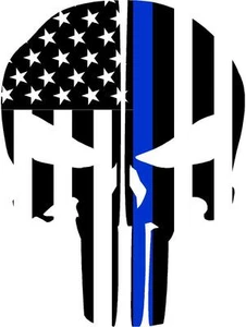 PUNISHER SKULL REFLECTIVE FIRE HELMET DECALS FIRE HELMET STICKER - BLUE LINE - Bild 1 von 1