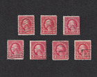 7x George Washington 2 Cents Red Stamp Briefmarke USA Nachlass Lot Antik RARE