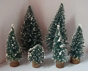 VILLAGE CHRISTMAS TREES - LEMAX -VARIETY OF SIZES - 6 TOTAL - Picture 1 of 3