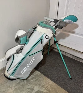 Top Flight Girls Junior 6 Pc Golf Club Set w/ Bag & Head Covers - RH Teal Green - Picture 1 of 22