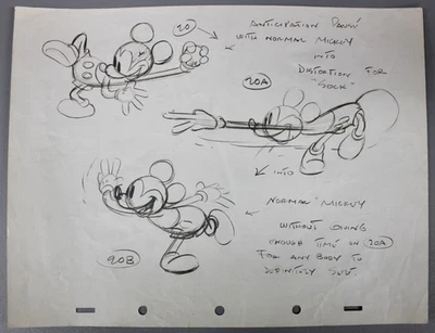 Folha de modelo de animação original vintage litho impressa Mickey Mouse Disney - Imagem 1 de 4