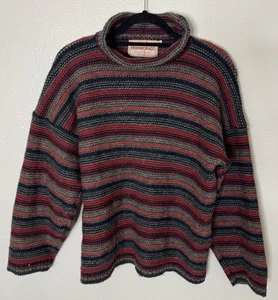 Vintage Irish Homecraft Wool Sweater Striped Naturally Oiled Wool Ireland  Sz M - Picture 1 of 3