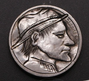 Coffeeville Blues - The Quiet Rider - Hand Carved - Western Style Hobo Nickel - Picture 1 of 3