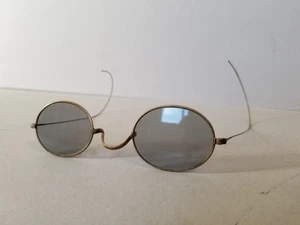 Antik Viktorianisch Rand Gestell Oval Gläser Vergoldet Metall Gestell Rauchglas - Bild 1 von 5