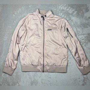 Members Only Kids Unisex Pink Satin Zip Front 80s Style Bomber Jacket Size 14 - Picture 1 of 14