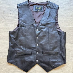 Scully Vest Men Medium Brown Western Five Button Lined Cowboy Rodeo - Picture 1 of 8