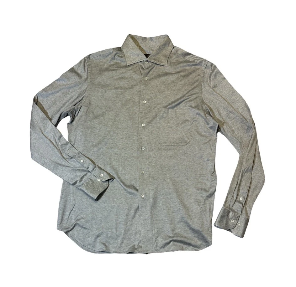 Corneliani Hombres 16 41 Gris Jersey Sólido Algodón Suave Vestido Camisa Usada en Excelente Condición Foto 1 de 4