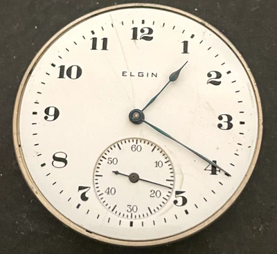 Antique 1919 Elgin Grade 303 Pocket Watch Movement Parts/Repair 12s 7j USA - Image 1 of 3