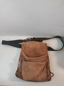 Suede Leather Tool Pouch/Belt Adjustable Brown Vintage - Picture 1 of 8