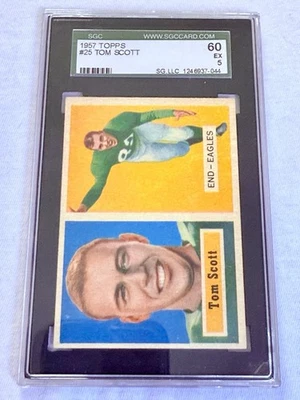 1957 Topps #25 Tom Scott Philadelphia Eagles Football SGC 5 EX - Image 1 of 4