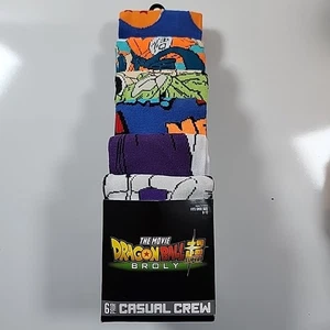 Dragonball Z Broly Movie Casual Crew Sock 6 Pair Men Size 8-12 Dragon Ball Z NEW - Picture 1 of 3