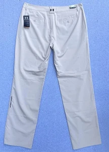 Under Armour Pants Mens 40 Beige Flat Front Loose Fit AllSeasonGear Golf New - Picture 1 of 13