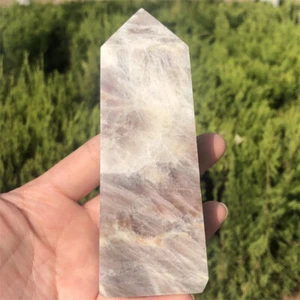 Varita de cuarzo con punta de cristal obelisco natural de piedra lunar de 0,61 lb torre de reiki XA5832 - Imagen 1 de 19